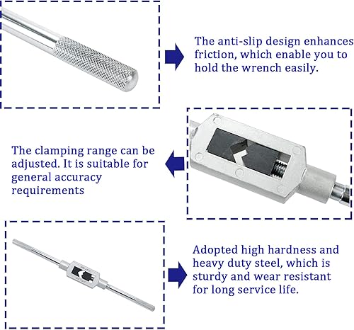 Miniatura 3 de Bitray Llave de grifo ajustable M6-M20 Escariador Acero Ajustable Llave de mano Herramienta de mano 14 pulgadas-34 pulgadas Grifos de mano titular