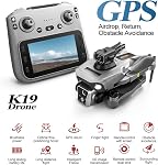 Neuf K19 MAX GPS Drone Professionnel 4K Caméra aérienne FPV Brosse Éviter l'obstacle avec grand écran télécommande pliant Drone, batterie double
