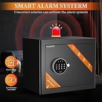 WASJOYE Elektronikus Széf Kulccsal és Kombinációs Zárral 19L Pénz Dokumentum Ékszer Tároláshoz 5