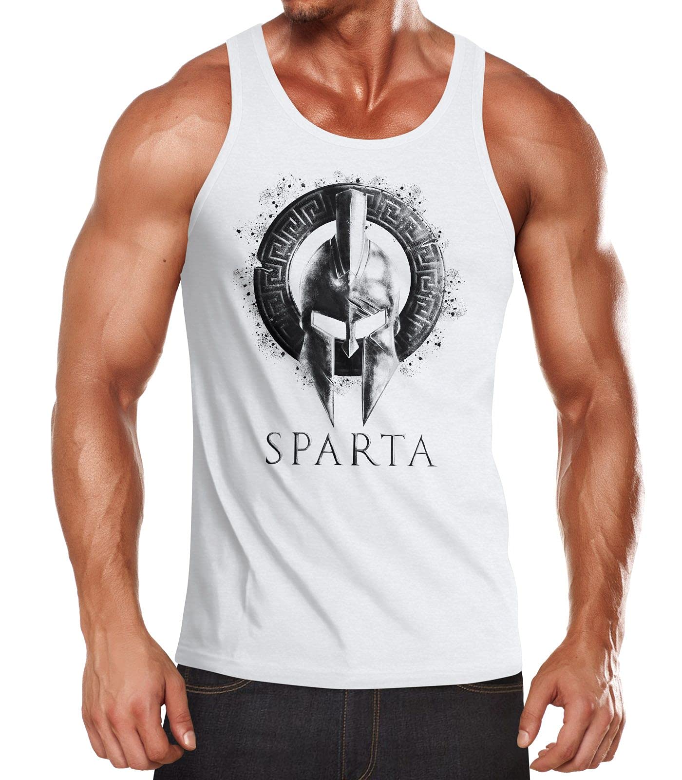Spartahelm Fitness Muscle Shirt für Herren Aufdruck Krieger Warrior