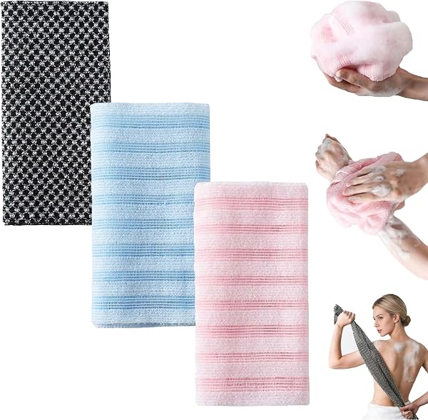 Serviette De Douche Exfoliante Ecovia, Serviette De Douche Exfoliante AntibactéRienne Ecovia, Exfoliation Douce, SéChage Rapide, Pour Hommes Et Femmes (2Pcs-B) - 5