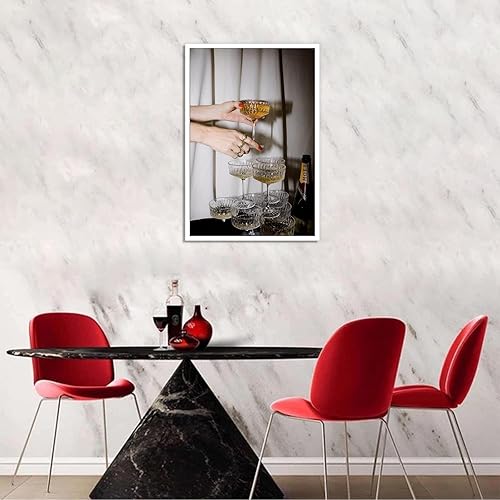 Miniatura 5 de Dcvjiy Divertidas copas de champán coloridas en lienzo, arte de pared, póster retro de torre de champán, impresiones de carrito de bar, pintura,