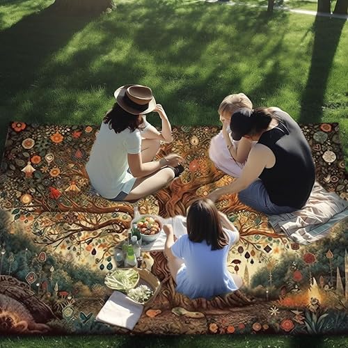 Miniatura 3 de MiniInTheBox Tapiz para colgar en la pared del árbol de la vida, tapiz grande con diseño estético de sol y luna, decoración de pared espiritual de