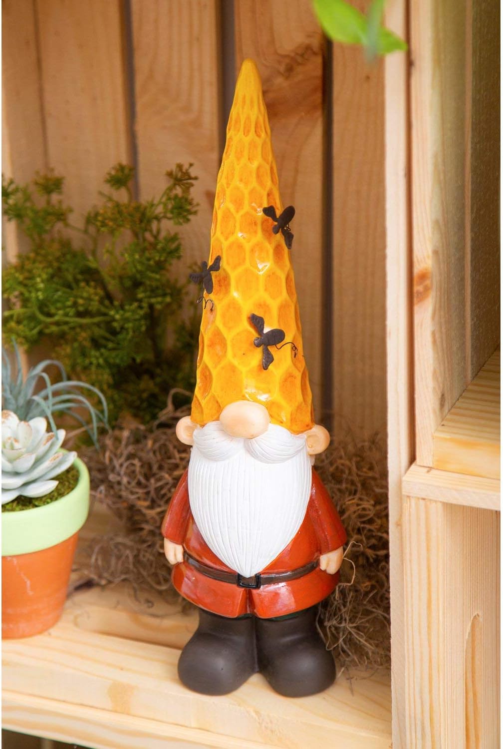 Evergreen Garden 13" H Terracotta Honeycomb Gnome Garden Décor and Accessories for Home and Yard