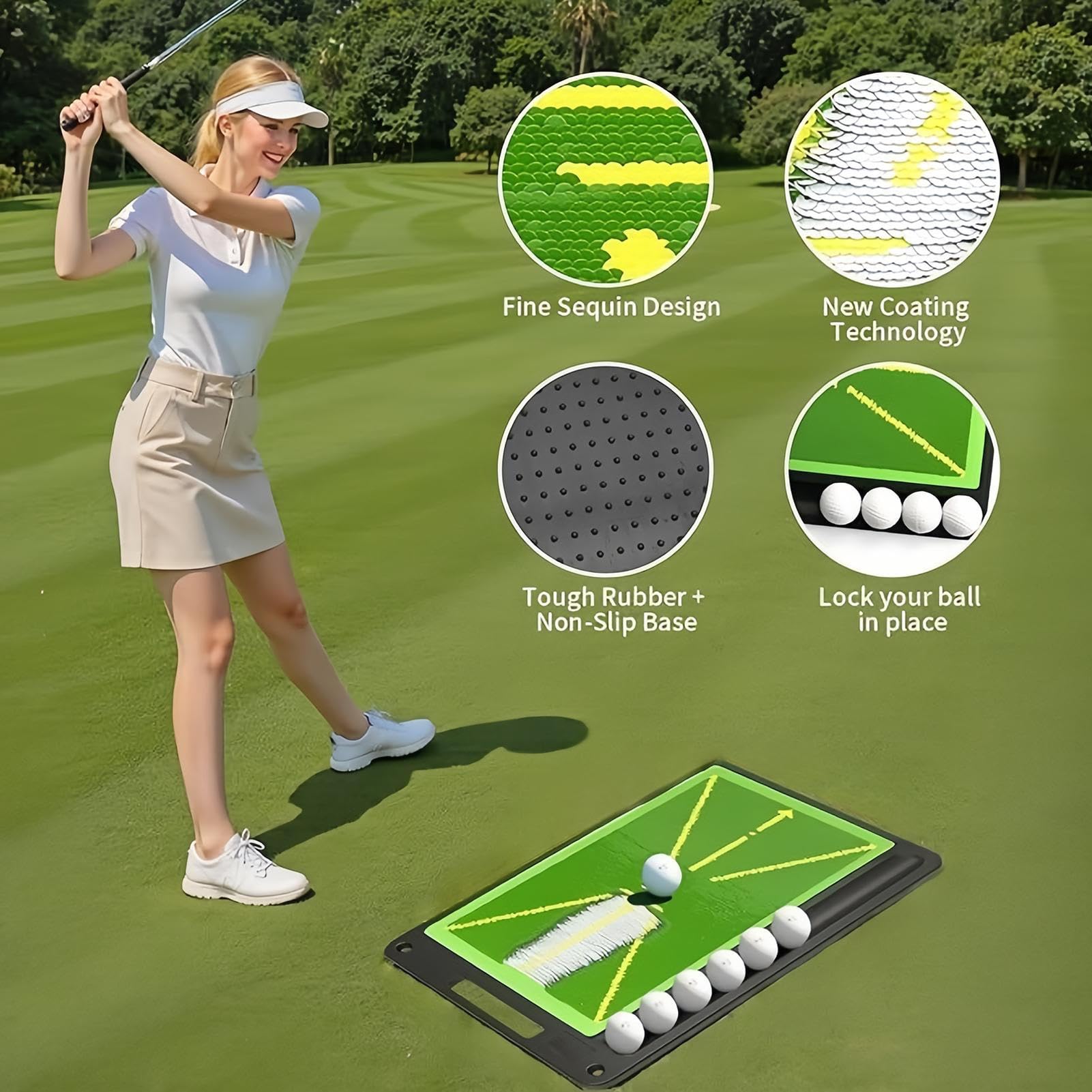 Golfmatte – Golf-Trainingsmatte, Golf-Übungsmatten, synthetischer Rasen