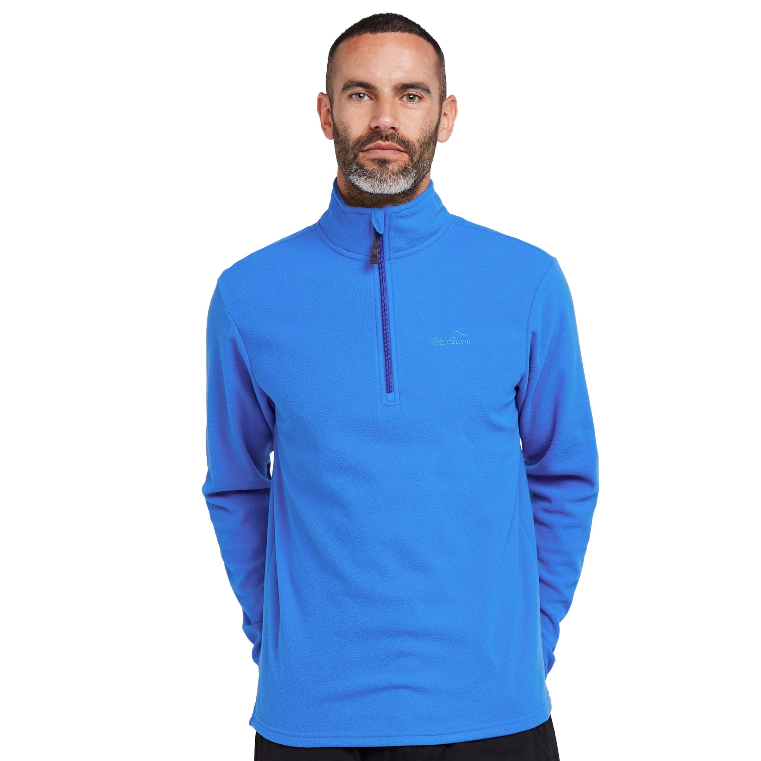 Peter Storm Mens Bracken Half Zip Fleece with Fitted Collar & Hem, Lightweight 60g Brushed Microfleece Midlayer Pullover (UK, Alpha, M, Regular, Regular, Blue)