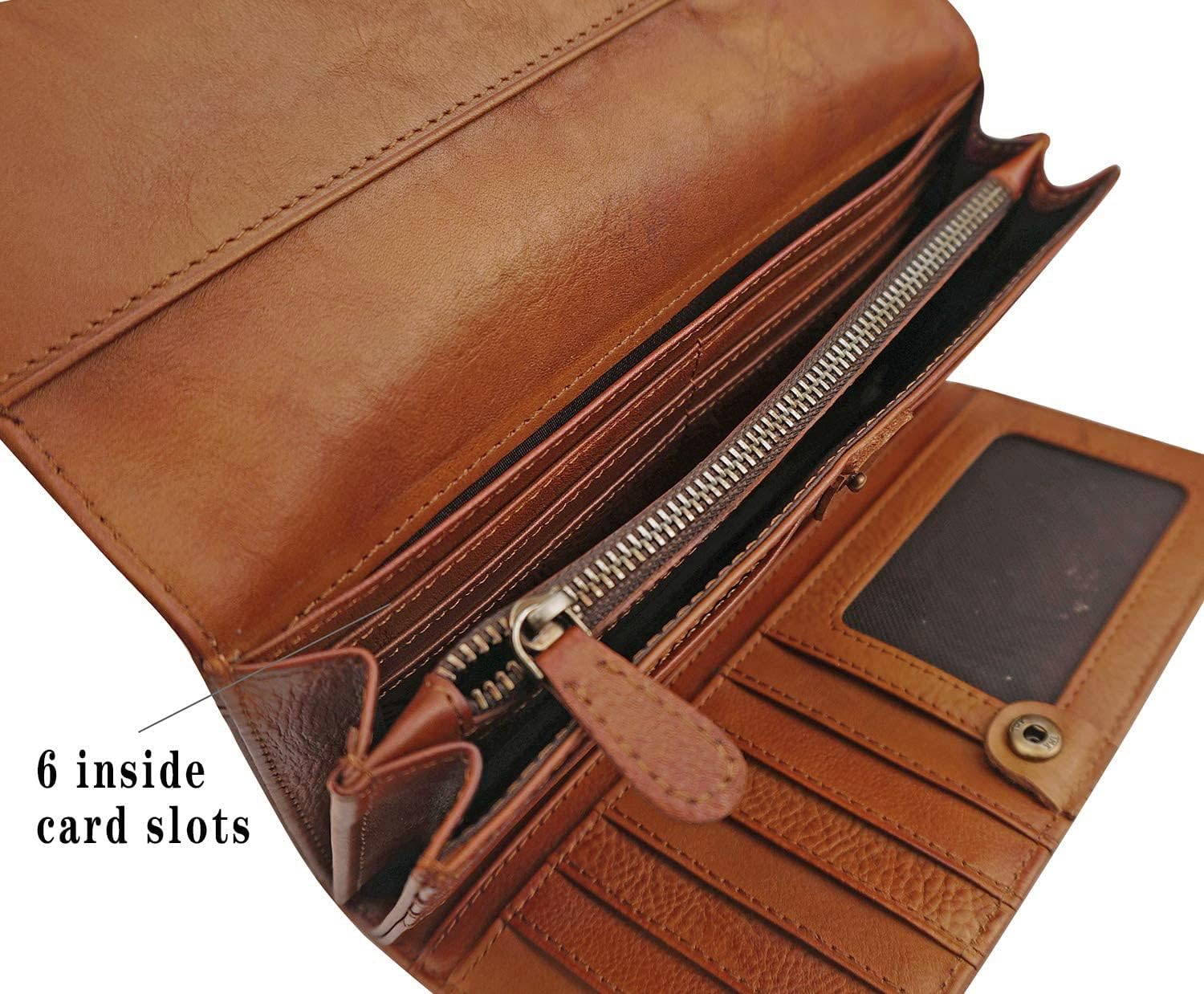 Wallets for Women Large Capacity Leather Clutch Wallet Card Organizer Women's Purse - Image 4