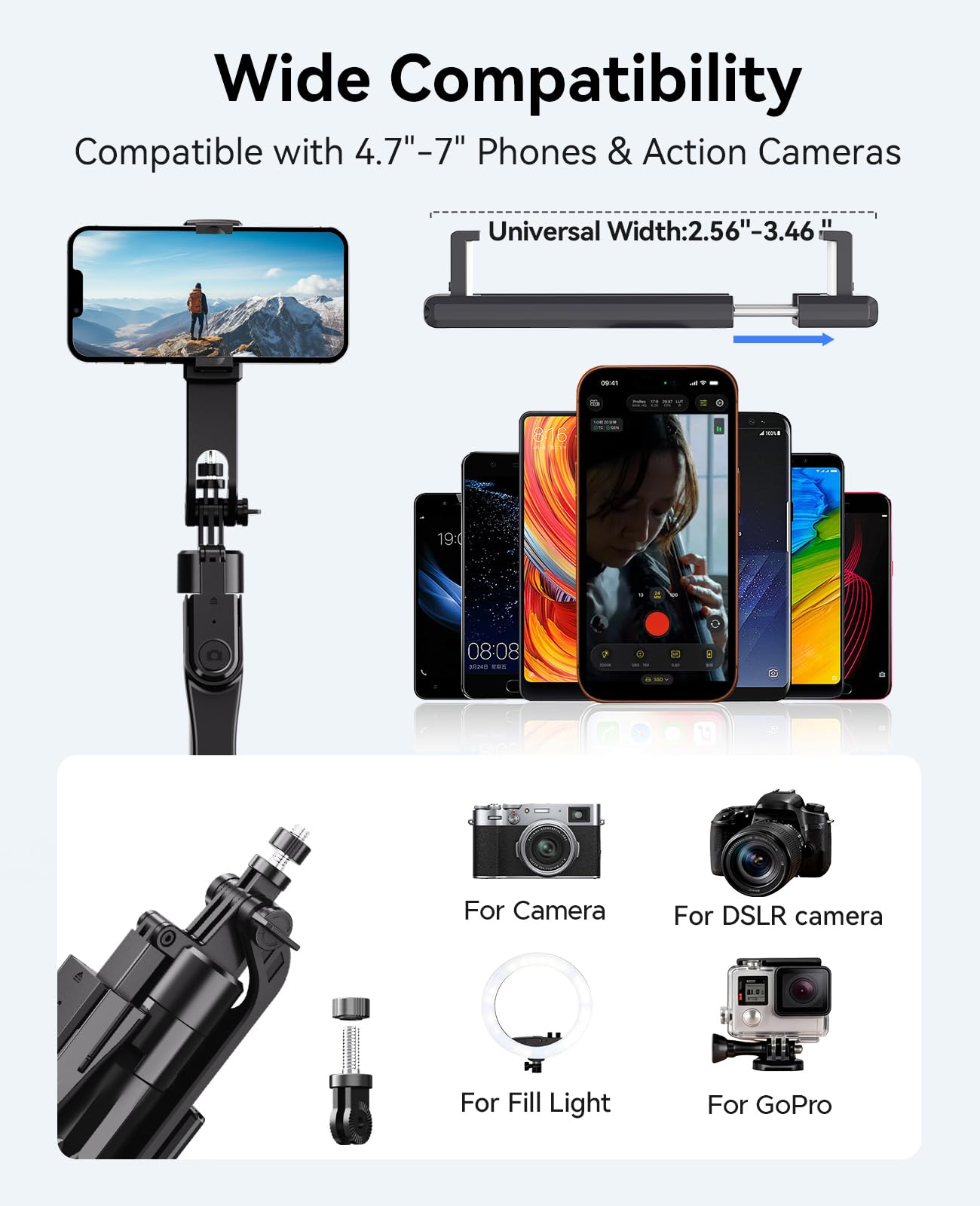 ORICO Treppiede Per Smartphone 185cm Con Telecomando Wireless – Bastone Selfie E Supporto Alluminio Portatile Per IPhone, Android, GoPro