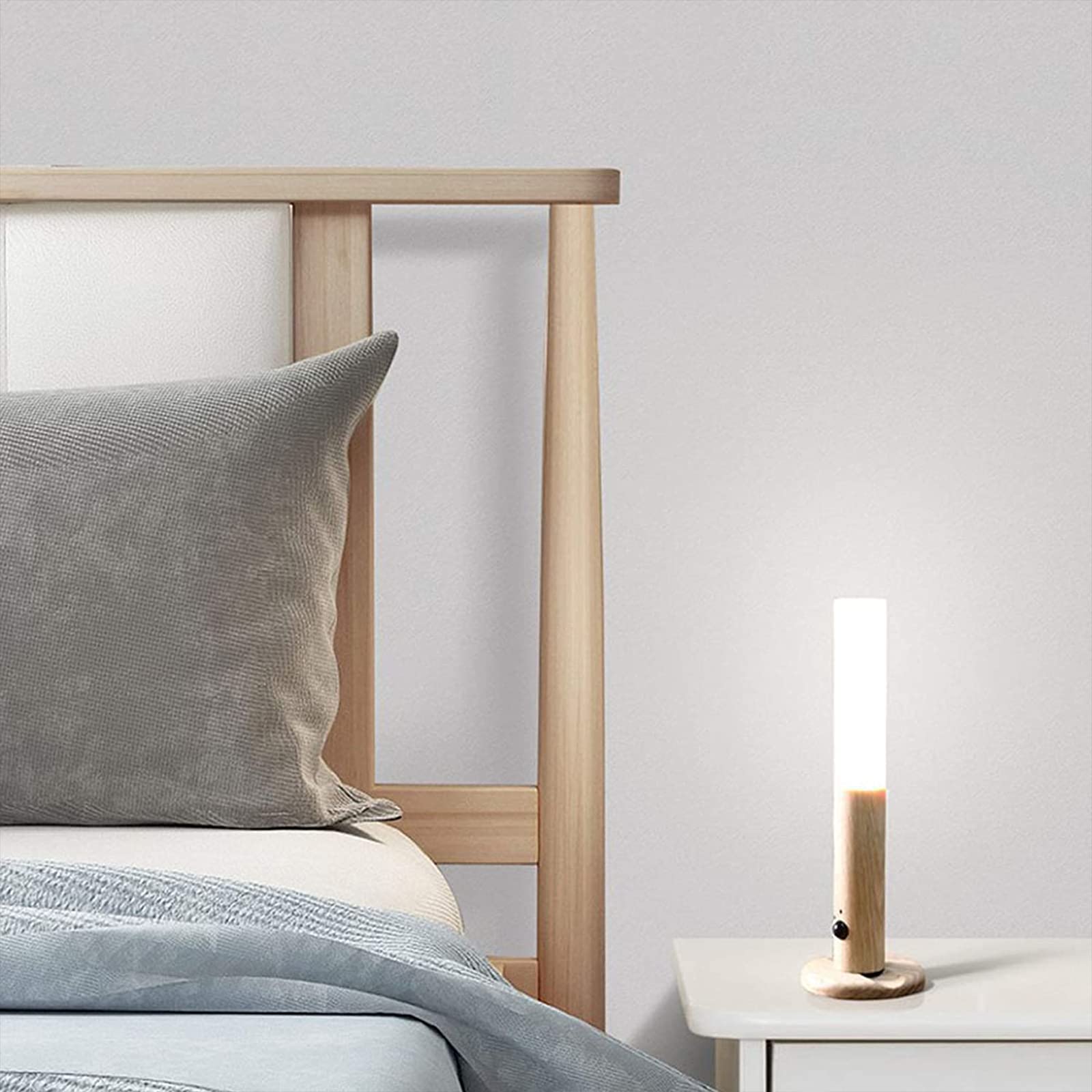 Lámpara de pared LED de madera con interruptor Lámpara de pared interior moderna Sensor de movimiento Luces de aplique inalámbricas recargables por USB Luz nocturna magnética sin perforaciones 3000 K