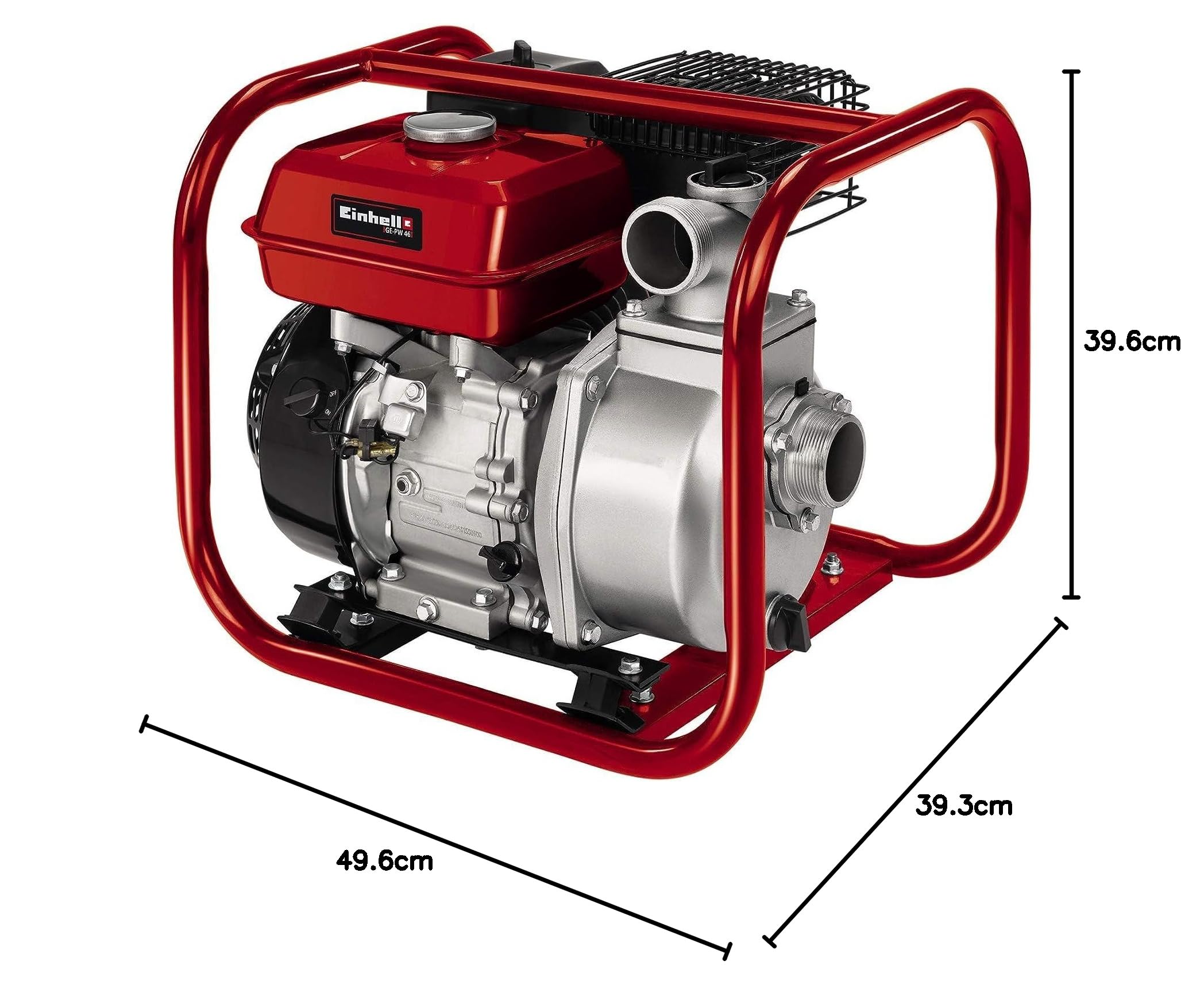 Einhell Bomba de agua a gasolina GE-PW 46 (4,6 kW, motor de 4 t., caudal máximo 23.000 l/h, depósito de 3,6 l, fusible de bajo nivel de aceite, incl. adaptador p. conexión de manguera/rosca exterior)