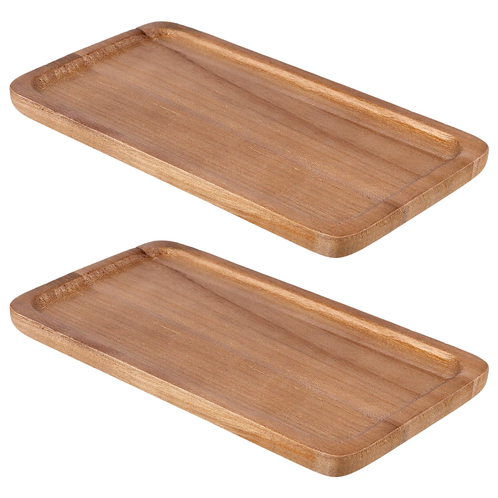 Manchap Wood 2 Pcs 19 X 10.5 X 1.5Cm Rectangle Tray, Small En Serving Tray For Snack Food, Home Decor, Bathroom