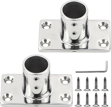 Stainless Steel Boat Rail Fittings 60/90 Degree Boat Railing Hardware Marine Grade Handrail Base for 7/8 or 1 inch O.D. Tube/Pipe with L Shape Hex Key and Screws