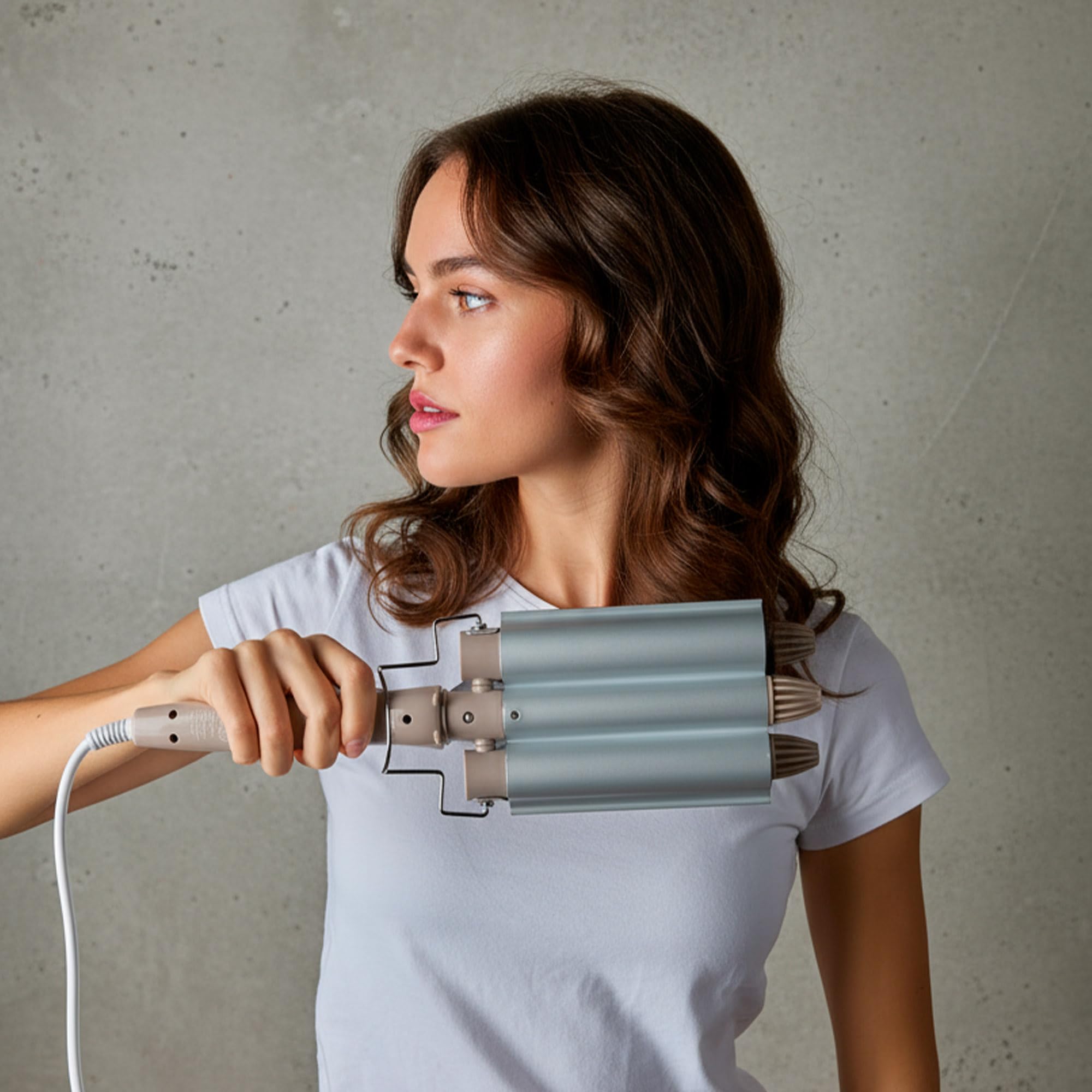 Nyra - Ondulatore per capelli a 3 tubi | Ferro arricciacapelli professionale a onde grandi | 2 temperature (170°C e 220°C) | 95W | Tensione 220-240V | Cavo girevole 1,5 m | Classe elettrica II