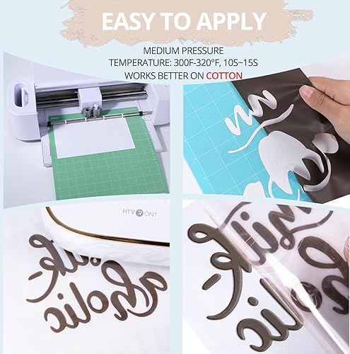 Miniatura 192 de HTVRONT - Rollo de vinilo termotransferible, 12 in x 8 ft, para diseños en camisetas, fácil de cortar y despegar, para planchar y máquinas Cricut