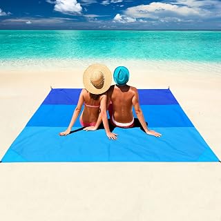 Kaket Waterproof and Sand-proof Picnic Blanket, Lightweight Beach Blanket Extra Large 210 x 200CM, Foldable Beach Mat for Picnic, Beach, Hiking, Camping, Travel (Blue)
