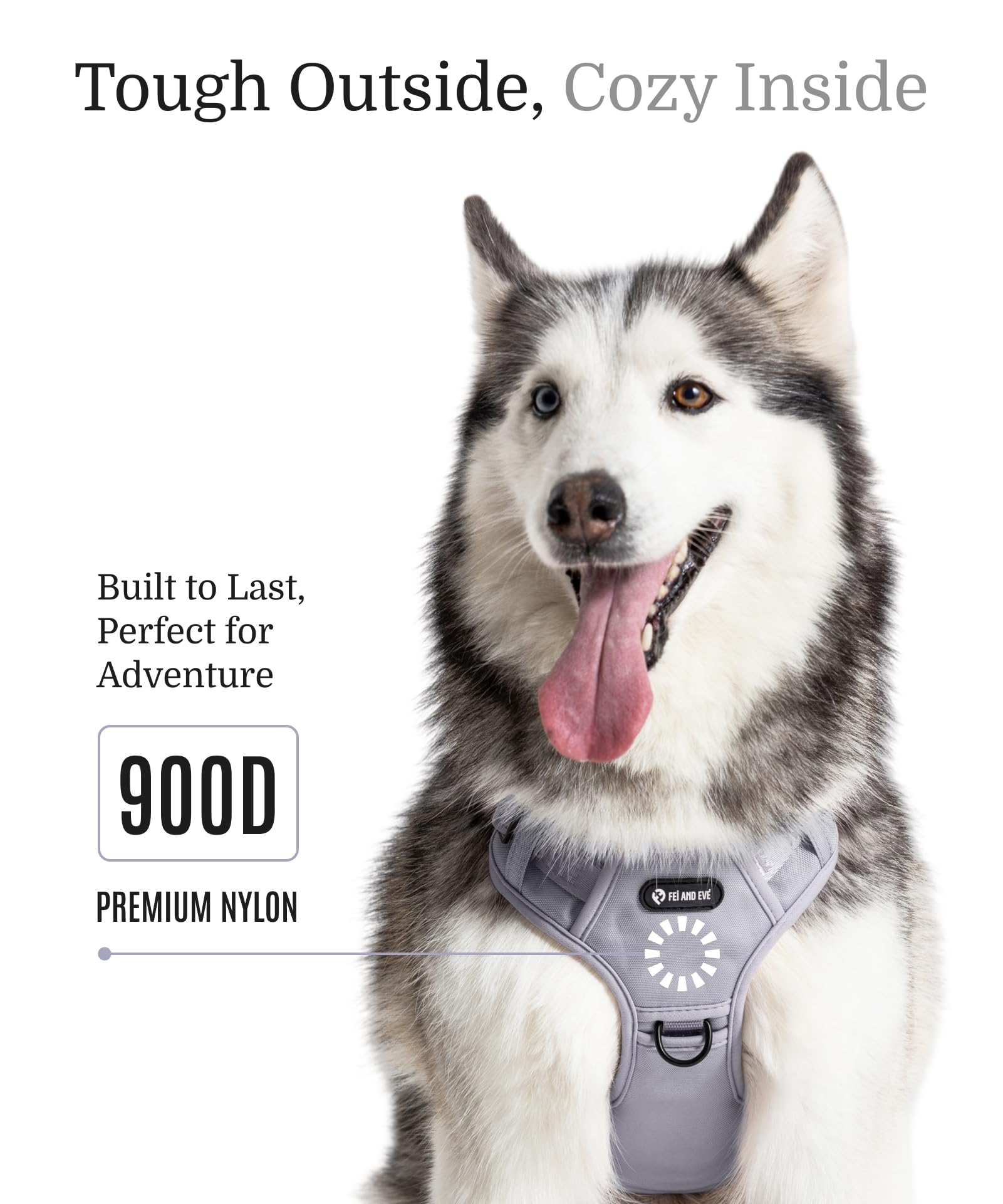 2026 New Edition, Fei & Eve MagEase Dog Harness - 3-Second Magnetic Buckles | 3-Point No-Pull Control | Heavy-Duty 900D Nylon | Dual Safety Handles | Breathable Mesh | Adjustable Fit | Medium, Gray - image 4