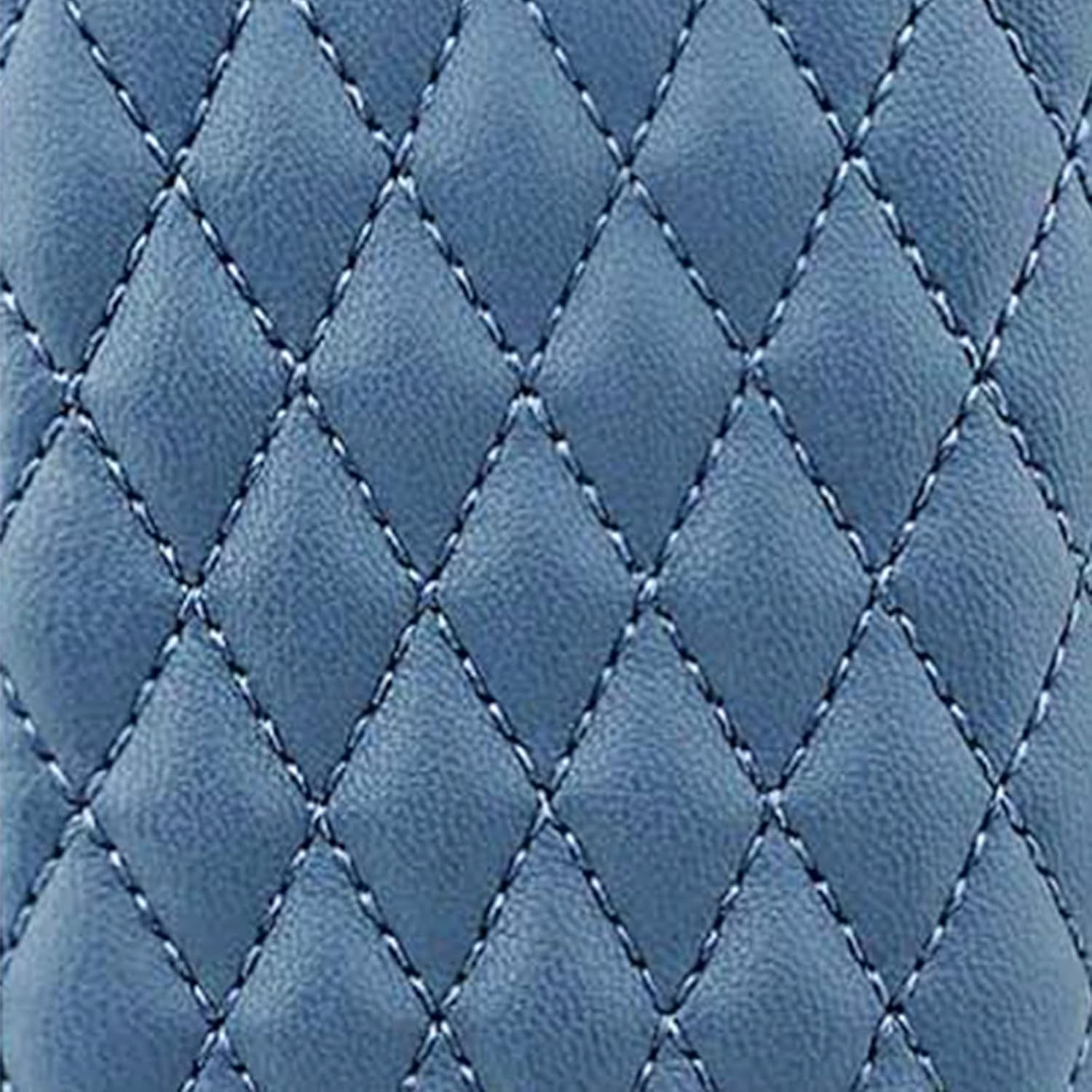 MONASAY Zipper Wallet Case Fit for iPhone 13,[Glass Screen Protector ][RFID Blocking] Flip Leather Handbag Phone Cover with Card Holder and Detachable Crossbody Shoulder Lanyard Strap,Light Blue