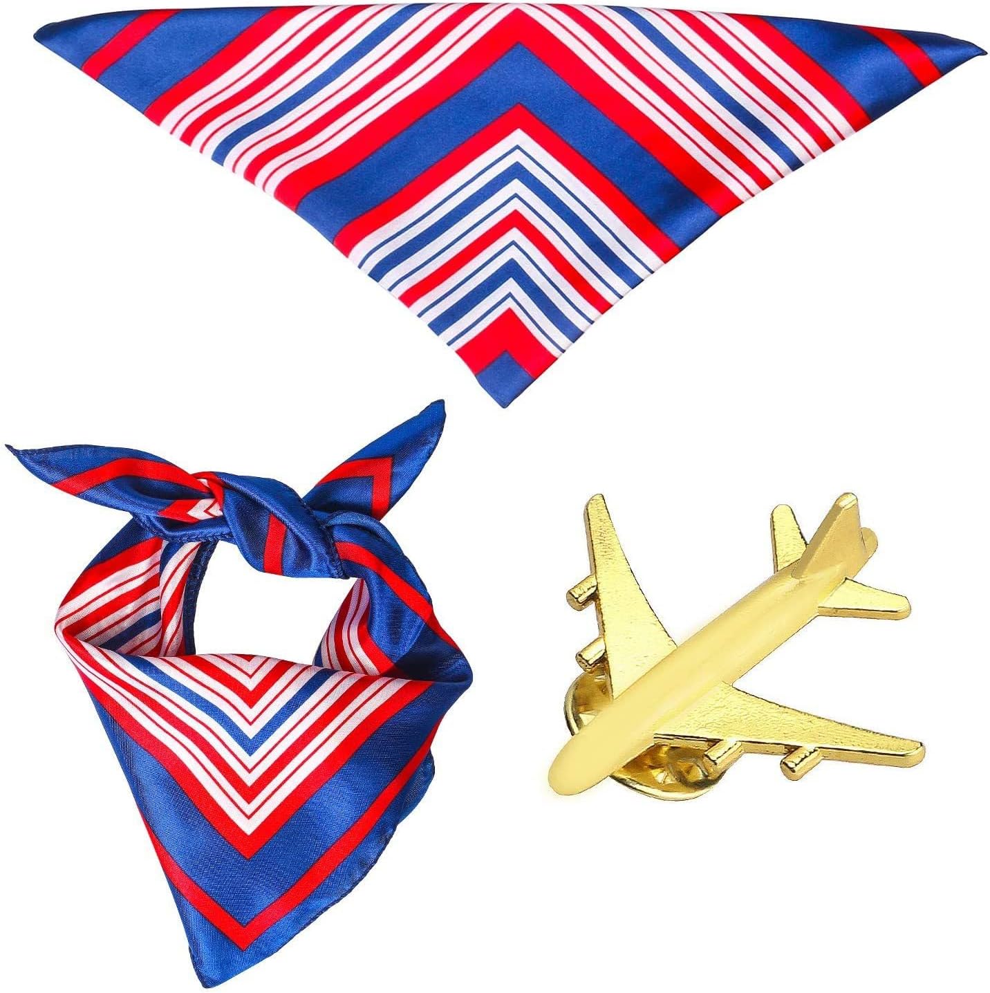 Flight Costume Set Beret Scarf White Gloves Sunglasses Airplane Pin Role Play Party Halloween Cosplay