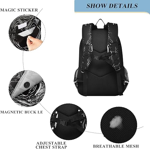 Miniatura 3 de ALAZA Mochila para laptop para mujeres y hombres, bolsa de viaje floral casual con compartimento y múltiples bolsillos, Tiburón, Mochilas Daypack