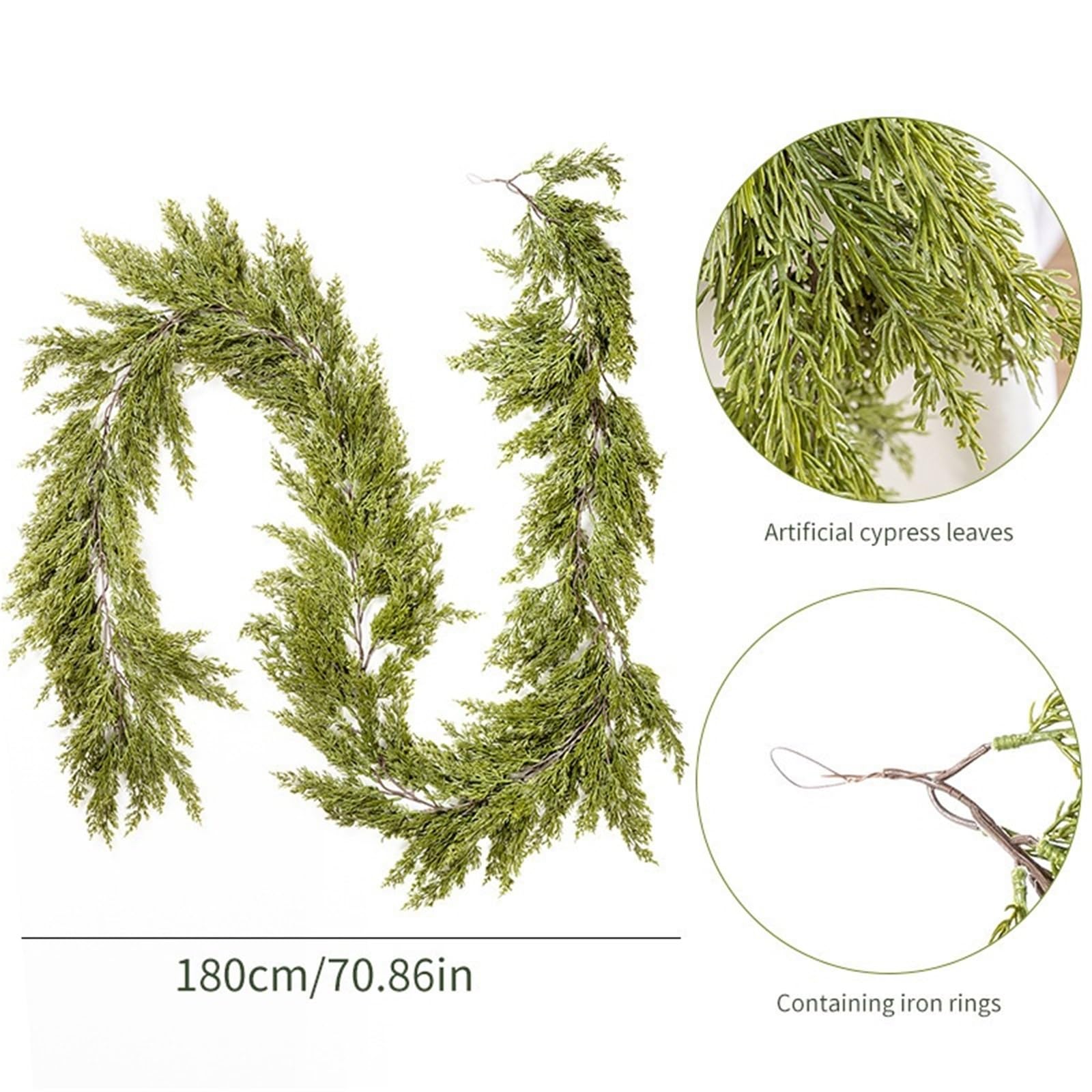 Guirnalda Navidad Guirnalda Navideña De Hojas Artificiales Ciprés For Decorar La Chimenea Adornos Navideños para Chimeneas(180cm)