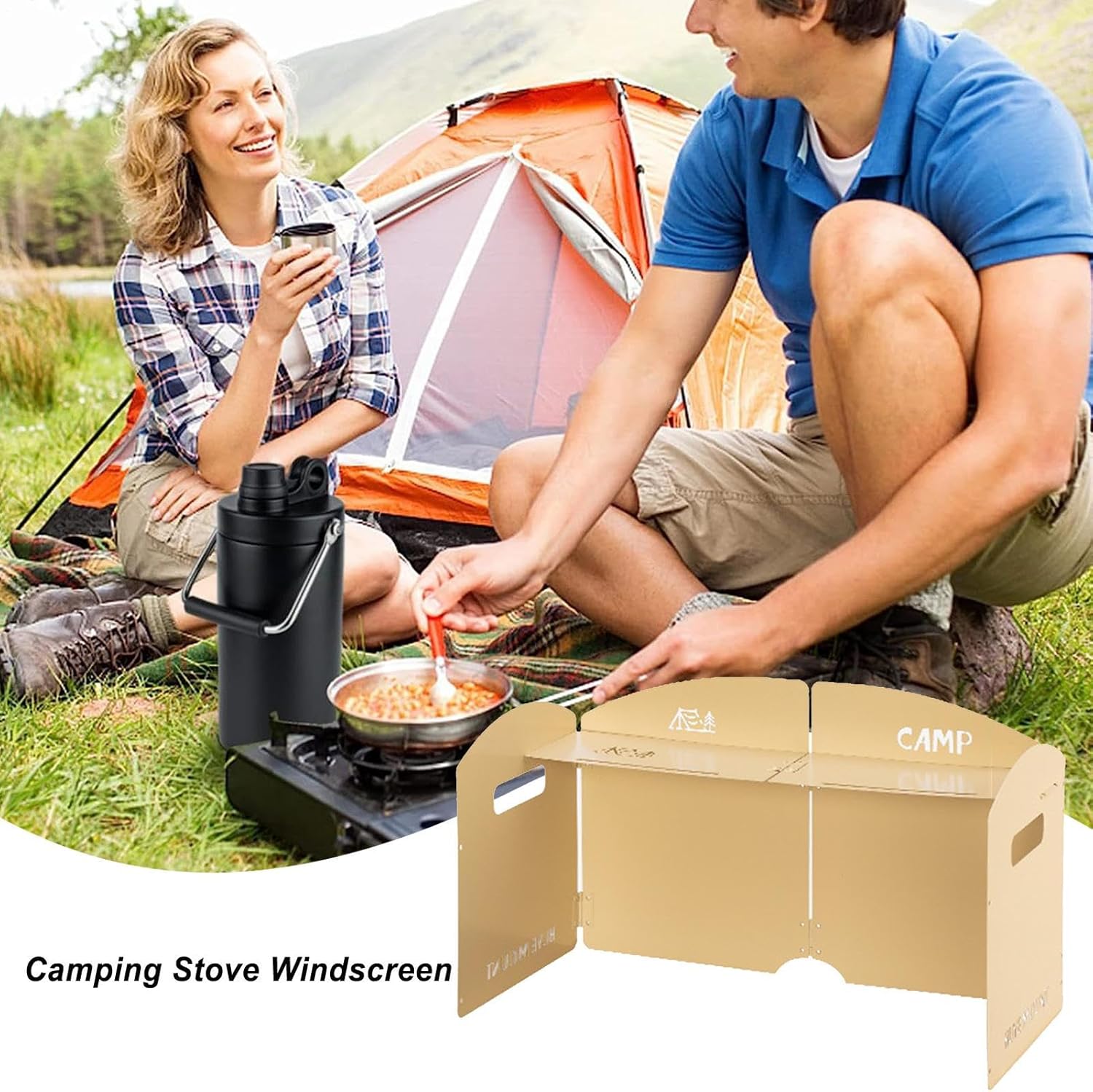 Camping Stove Screen – Folding Panels, Protector for Camping Stove | for BBQ Stove Picnic Hiking Camping