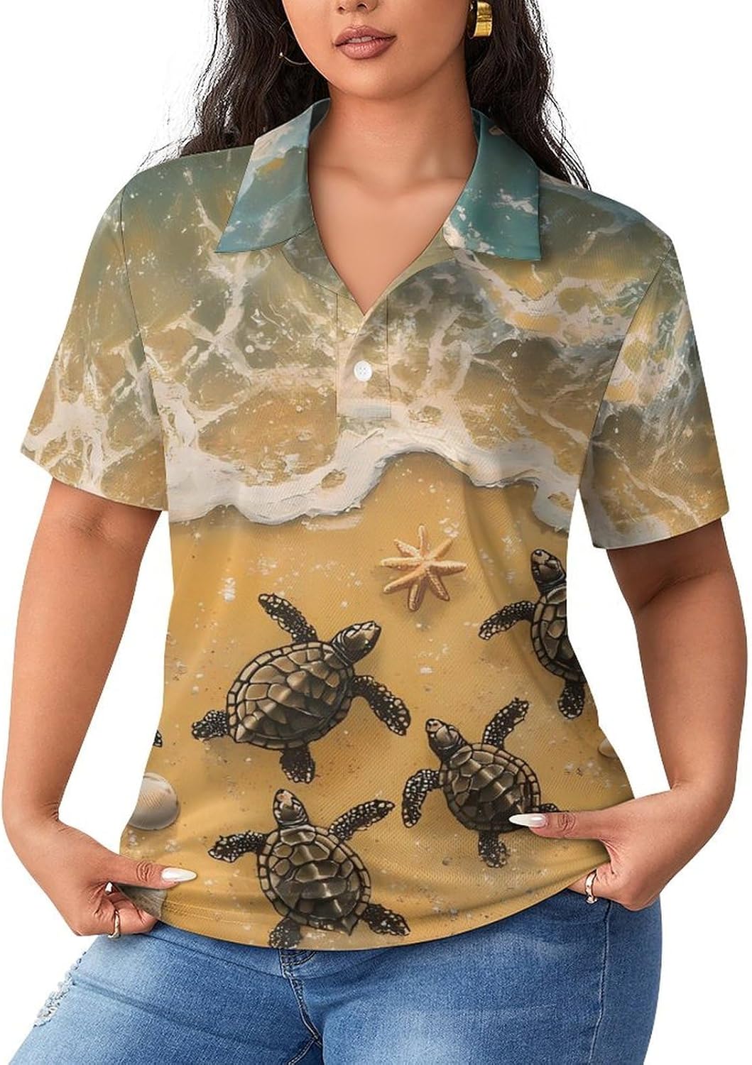 Turtle Beach Women's Golf Polo Shirts Short Sleeve Quick Dry Tennis Tops Casual Work Blouses