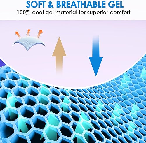 Miniatura 8 de XSIUYU Cojín de asiento de gel completo mejorado para sentarse, cadera, coxis, ciática, úlceras por presión, alivio del dolor de coxis, automóvil,
