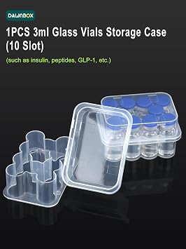 Peptide Case for Fridge, 3ml Vial Holder 10-Slot Insulin & Peptide Storage Case for 1-3ml Vials, Insulin Cooler Travel Case TSA Approved Vial Storage Case for Diabetic Organizer, GLP-1