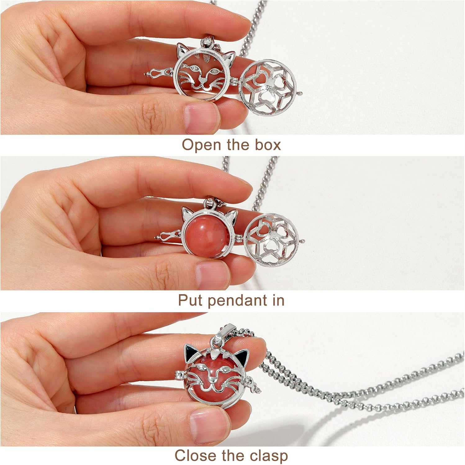 Raicegs Heart Shaped Crystals and Healing Stones 7 Chakra Crystal Necklace 0.8 inch Heart Gemstones Natural Stones Necklaces for Women Spiritual Gift for Women Teen - Image 5