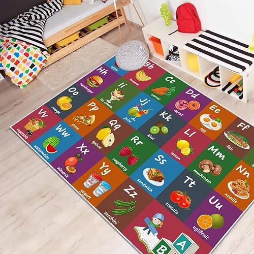 Miniatura 7 de ABC - Alfombra educativa del alfabeto, alfombra de juegos divertidos para niños, sala de juegos, aula, antideslizante, lavable, alfombra de suelo