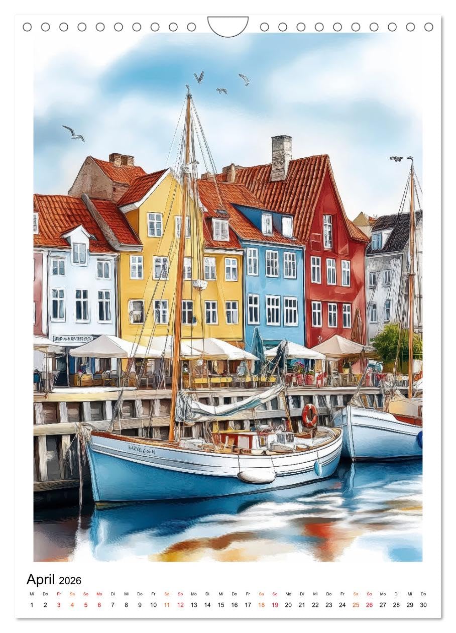 Dänemark - Wellen, Wind, Lebensgefühl (Wandkalender 2026 DIN A4 hoch), CALVENDO Monatskalender: Dänemarks Küsten - malerisch und hyggligt. (CALVENDO Natur)