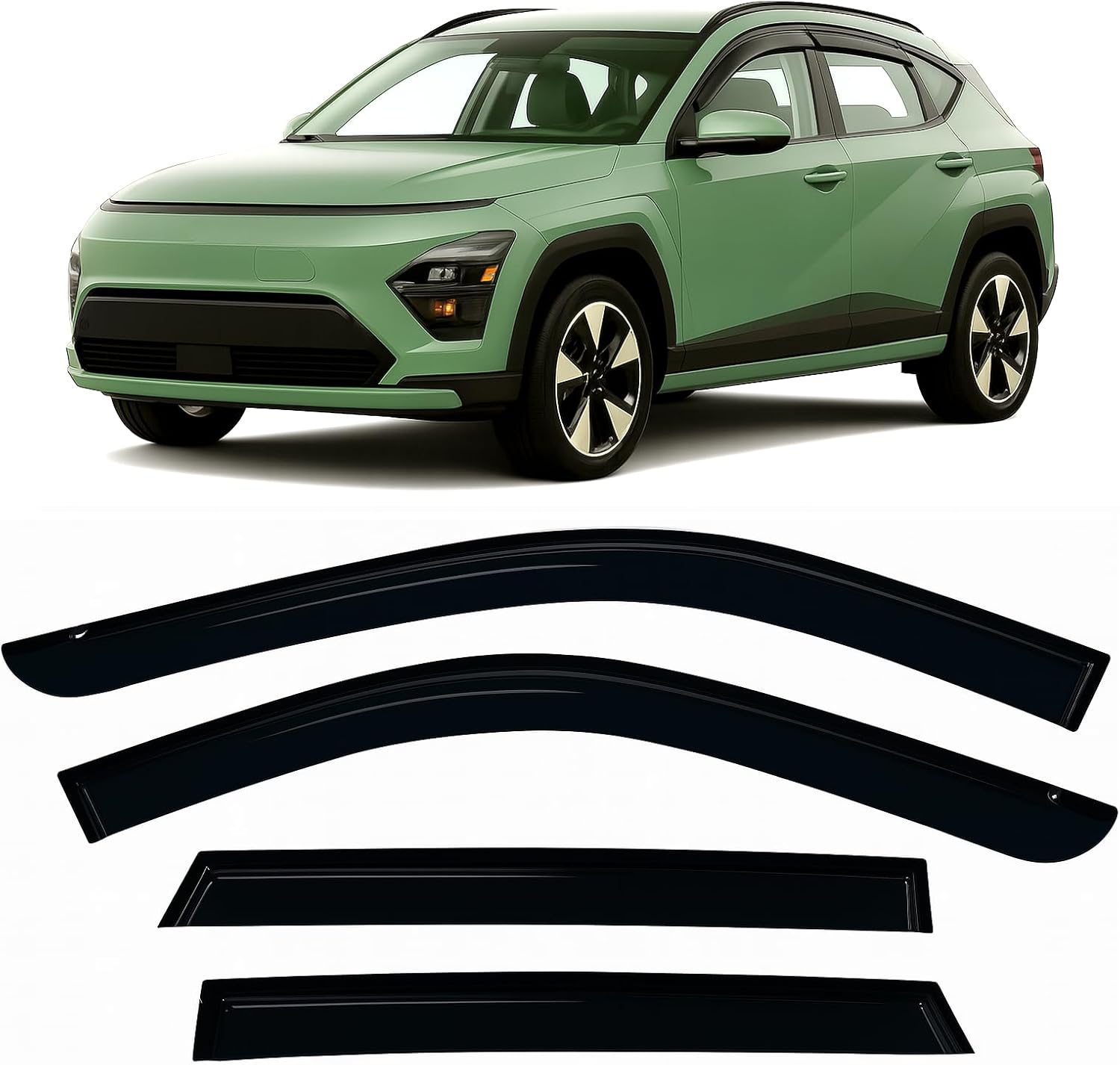 2024-2026 Tape-On Rain Guards Compatible with Hyundai Kona Side Window Visor Deflectors SE SEL Convenience N Line S Limited 2025