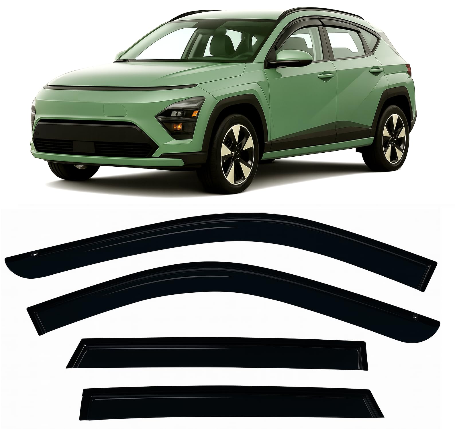 For Hyundai Kona 2024-2025 In-Channel Window Visors Rain Guards