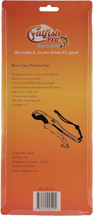Catfish Pro Tournament Series Fish Lip Grip | One-Handed Operation Fish Lip Gripper with Adjustable Lanyard for Easy, Secure, and Comfortable Fishing