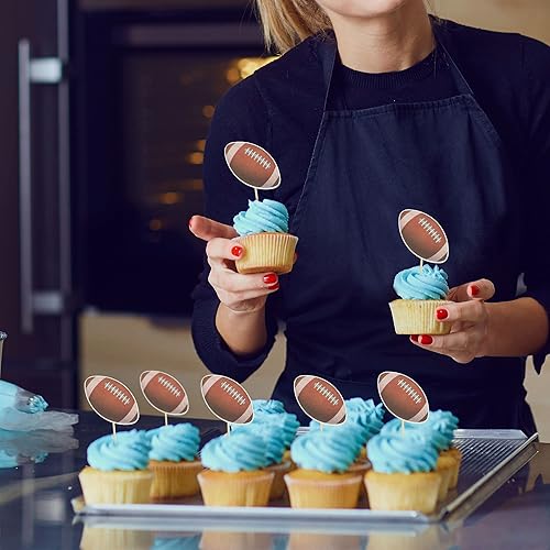 Miniatura 4 de Gyufise 36 piezas de decoración de pastel de fútbol americano para decoración de fiesta de cumpleaños con temática de fútbol americano para baby
