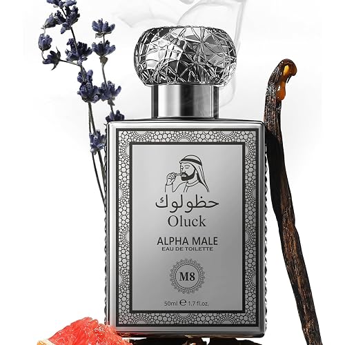 Oluck Alpha Male M8 Men's Cologne 50ml Eau de Toilette – Fresh Spicy Woody Fragrance for Men with Grapefruit, Ginger, Lavender, Amber & Vetiver, Long Lasting Mens Perfume, Fragrance Gift for Men