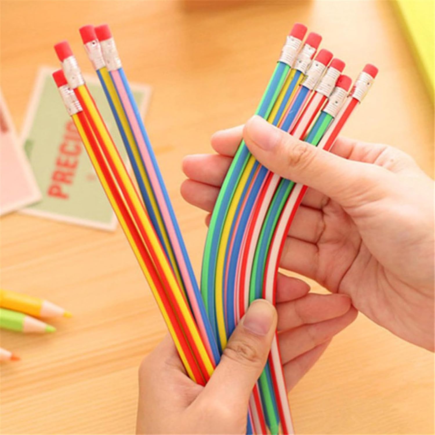 Flexible Bendable Pencils - Creative Color Pencils | Creative Cool Stationary Toys with Vertical Strips for Kids, Children, Sons, Daughters, Boys, Girls