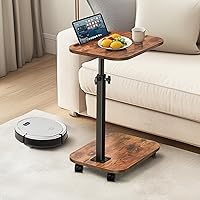 Vista 1 de XNSDXV Mesa de sofá para sofá, bandeja de TV giratoria de 360° para espacios pequeños, mesas auxiliares de altura ajustable para comer, mesa