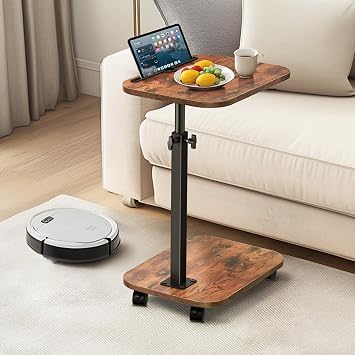 XNSDXV Sofa Tray Table for Couch, 360Swivel TV Tray for Small Spaces, Adjustable Height Side Tables for Eating, C Shaped End Table for Livingroom, Bedroom, Sofa, Bed, Snack