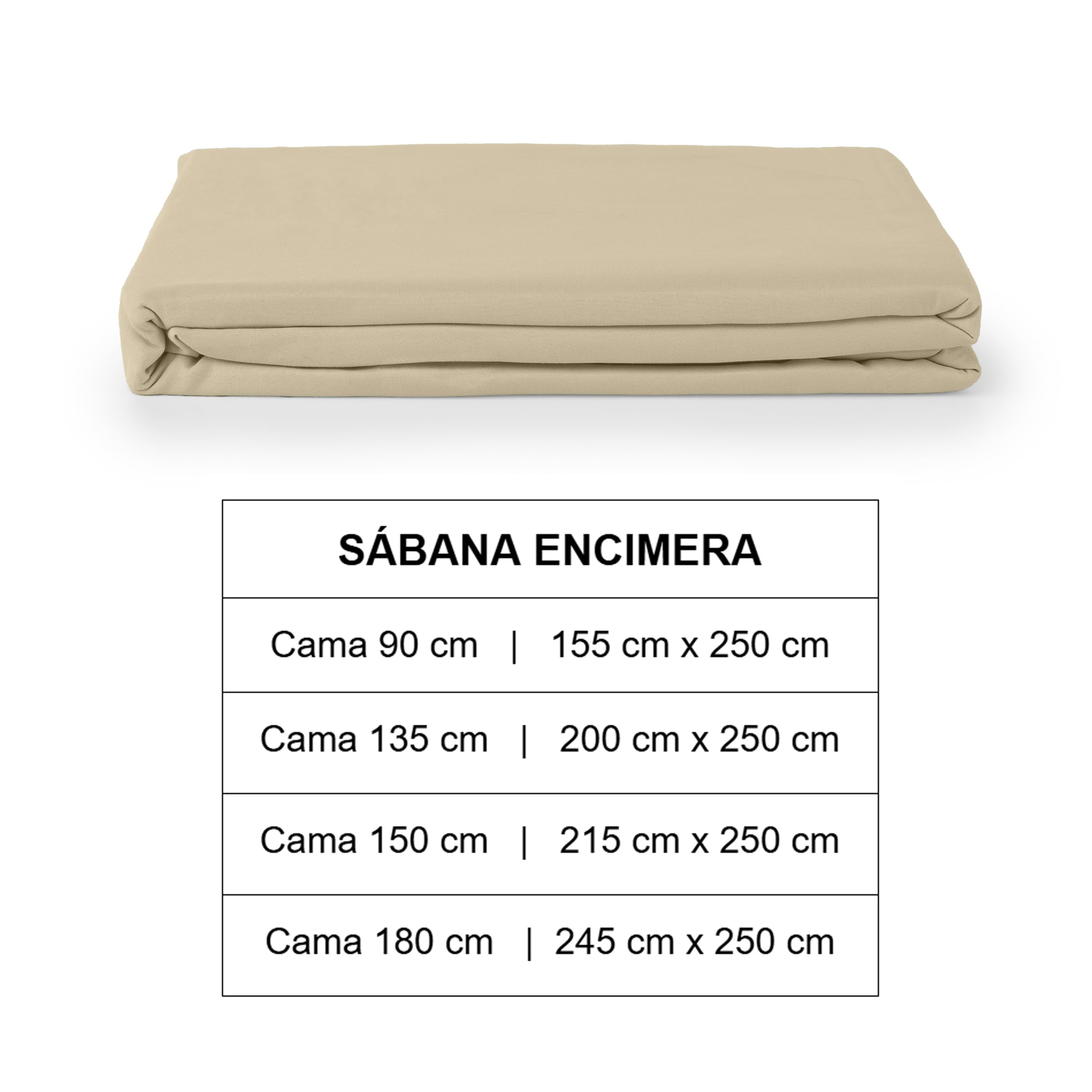 Sábana Encimera de Microfibra 155x250cm para Cama de 90cm, Super Suave, Transpirable Lavable a Maquina - Color Beig