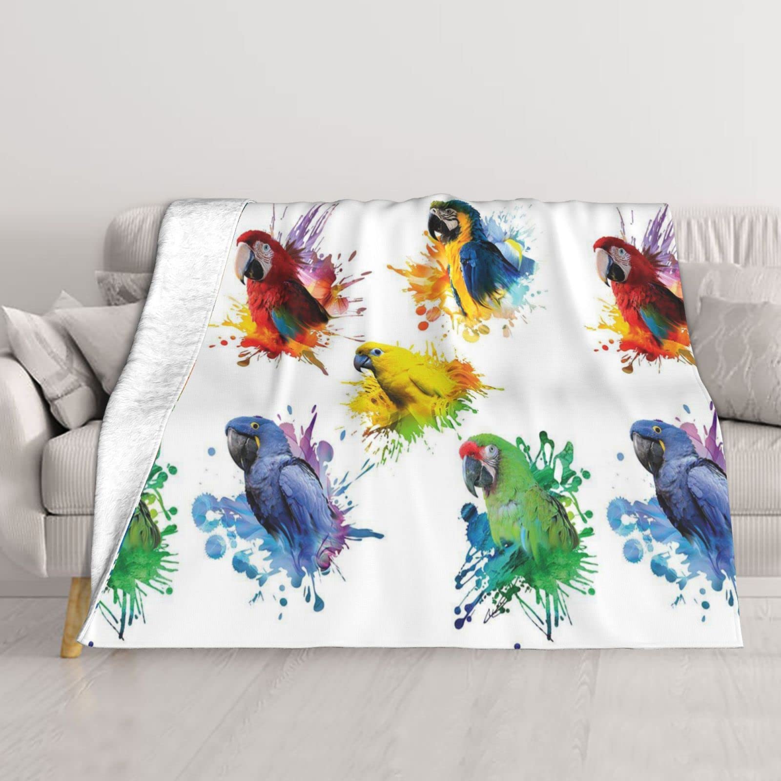 Couverture en peluche anti-froid perroquet pour remédier aux nuits fraîches sur le canapé