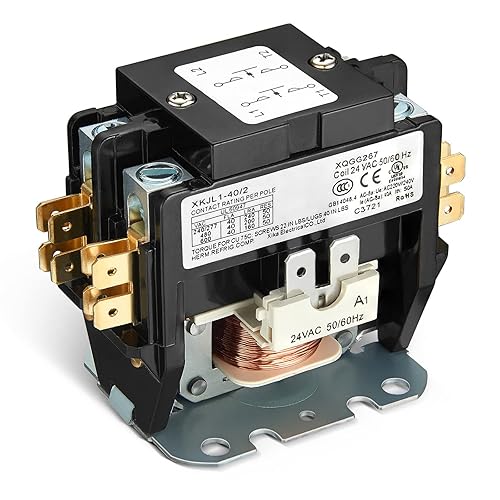 Contactor de CA de 2 polos, contactor de aire acondicionado de bobina de 40 amperios y 24 V, contactor de compresor de condensador, contactor de