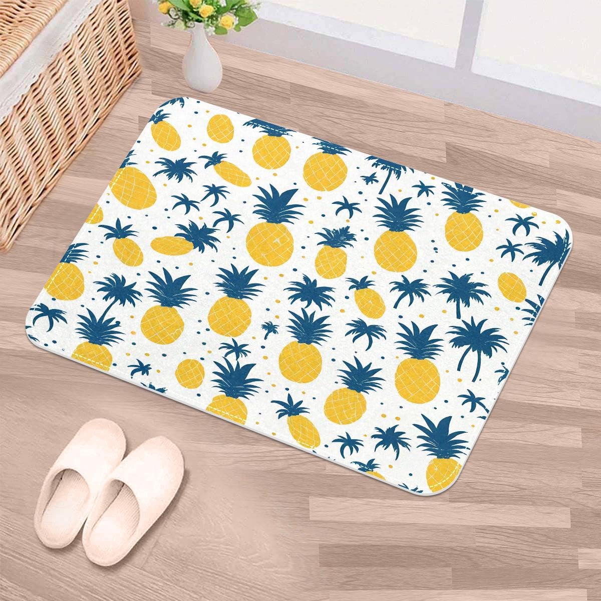 Alfombra de piña de 50 x 80 cm, tapete antideslizante lavable de entrada