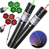 2PCS] Green Light Flashlight and Red Light Flashlight, Long Range USB Rechargeable Tactical Pen with Star Cap for TVLEDLCD Screens, Presentations, Astronomy, Camping, Hiking, and Outdoor