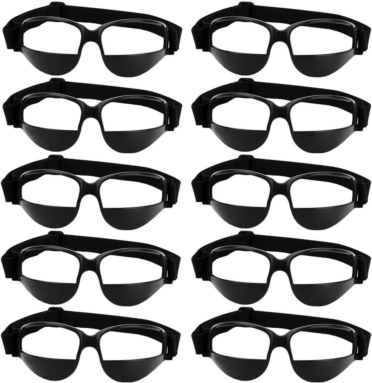 10 Pcs Basketball Goggles Dribble Dribbling Specs Professional Basketball Training Aid,Adjustable Elastic Strap Safety Eyewear Goggles for Kids Adult Youngster Adolescent Golf Rugby Soccer
