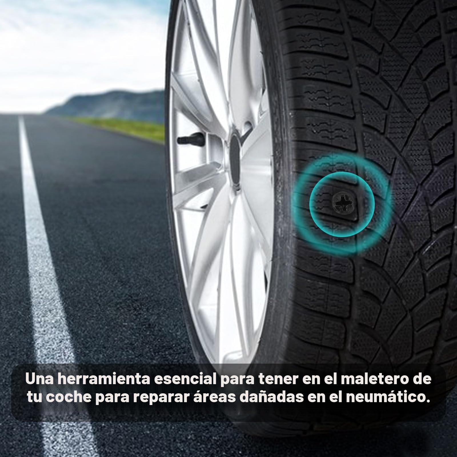 Samulee 85 Piezas Repara Pinchazos Coche, Clavo de Goma para Neumáticos, Clavos de Reparación de Neumáticos al Vacío con Destornillador, para Automóvil Motocicleta Camión Tractor