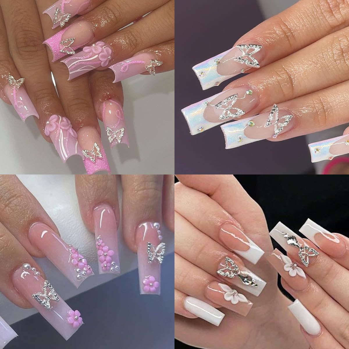 3D Flowers Nail Charms, 3D Pink Pastel Acrylic Flower for Nails, Gold Caviar Beads Nail Decorations Mixed Rhinestones Kit, Crystal AB Color Gems Nail Diamonds Rhinestones for Women Craft Jewelry