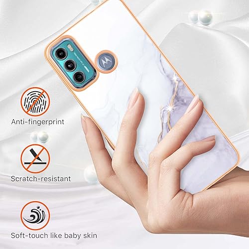 Miniatura 2 de Funda para Motorola G60 G40 Fusion, TPU suave + patrón de mármol IMD diseño delgado mejorado para cámara y protección de pantalla para niñas y