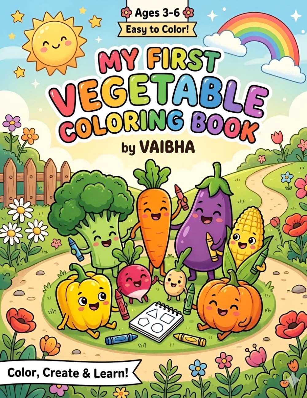 My First Vegetable Coloring Book for Kids: Cute Veggies Like Carrot, Tomato, Broccoli, Onion and More