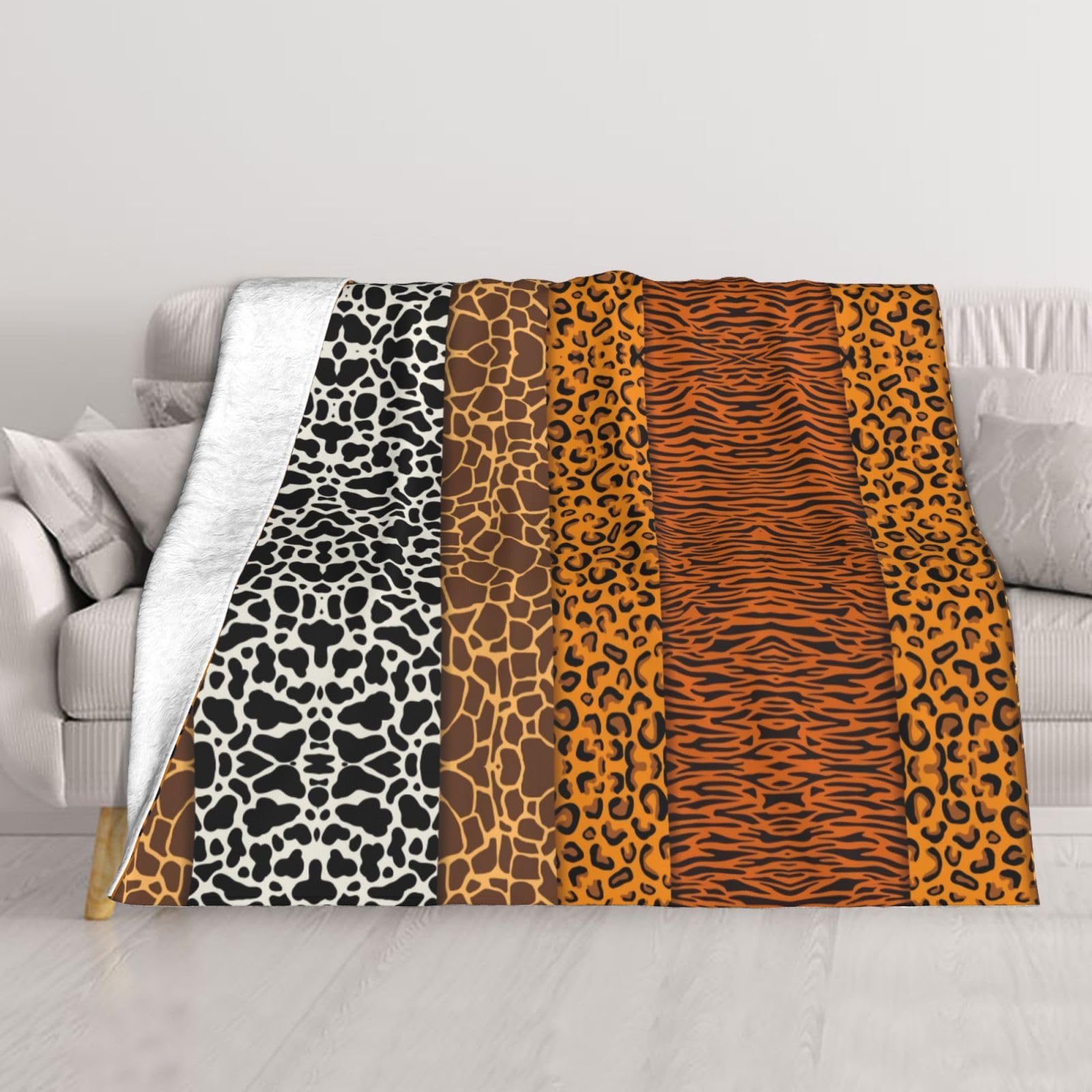 Couverture flanelle léopard plaid chaud et léger pour lit et canapé